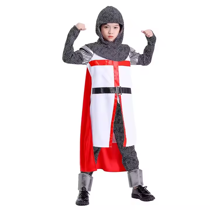 Hot selling new high Quality Halloween medieval Templar Crusader costume for boys5